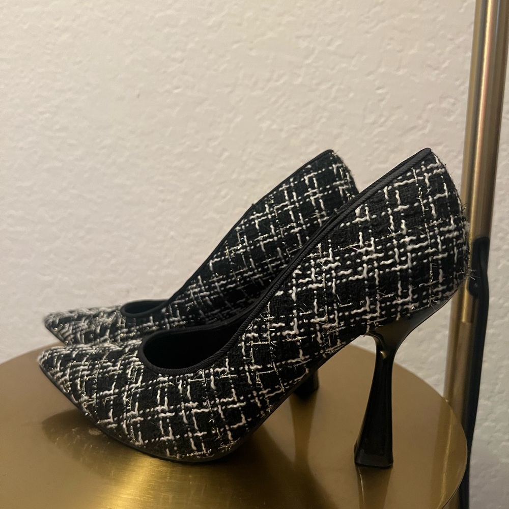 Nine West Black and White Tweed Heels